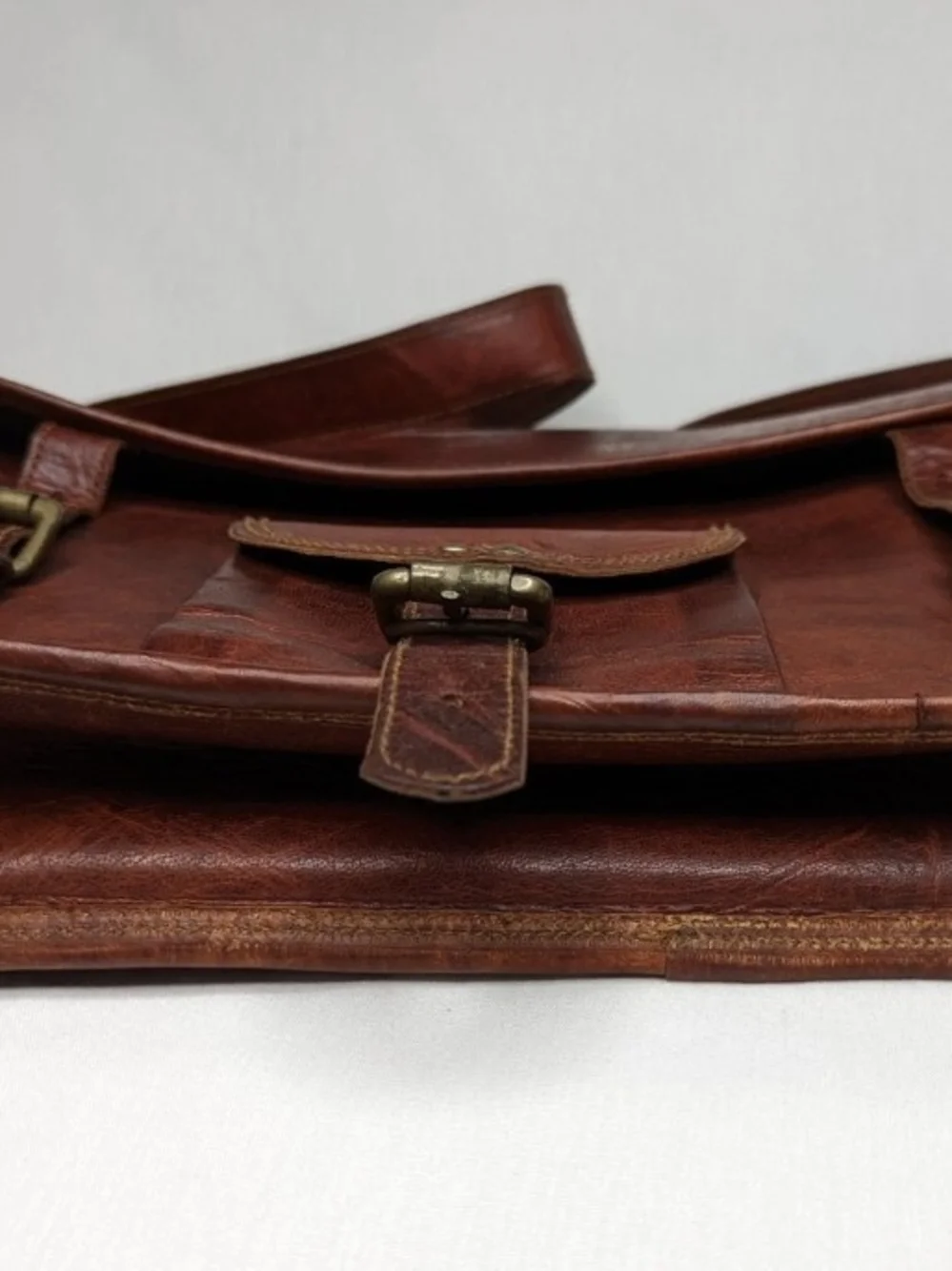 Great Seal of The State of Oklahoma 1907 Leather Crossbody Messenger Bag VTG